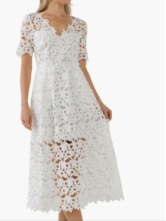 Endless Rose Dresses & Skirts - Endless Rose Allover Lace Midi Dress In White...Size Medium